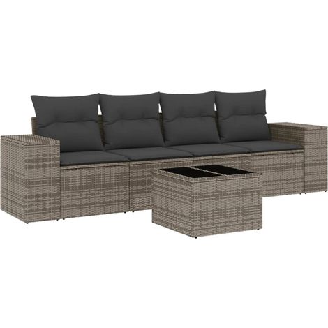 Maison Exclusive - 5-tlg. Garten-Sofagarnitur mit Kissen Grau Pol