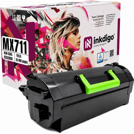 Toner Inkdigo 62D2H00 compatibile con Lexmark MX710de MX810German MX812dxme certificato TÜV (1/5)
