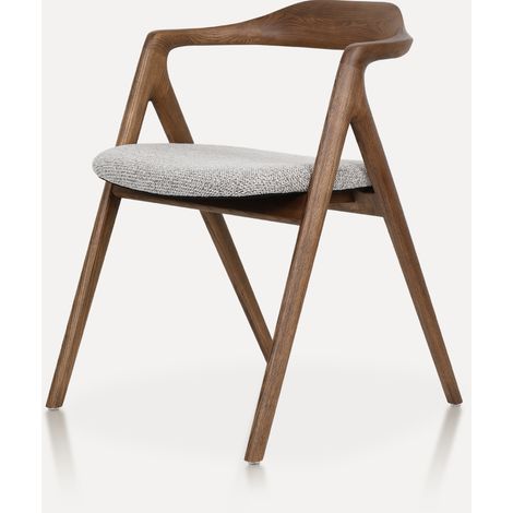 Silla de comedor con reposabrazos de madera de fresno nogal 53,5x58x74,5 cm - CHICFURN (1/5)