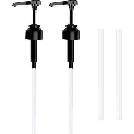 Paquete de 2 botellas dosificadoras de 5 litros, botellas vacías con bomba (negras), repuesto de botella vacía de plástico reutilizable de 38 cm para recipientes de condimentos líquidos para el baño
