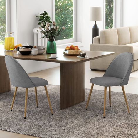 Pack de 2 Sillas de Comedor Sillas de Cocina Tapizadas de Tela de Lino con Patas de Acero Carga 120 kg 50x52x83 cm Gris (1/5)