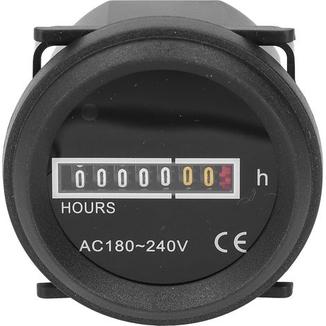 Compteur d'heures à affichage rond pour PC, compteur d'heures mécanique à quartz haute précision pour engins de chantier, 180-240 V CA (1/5)