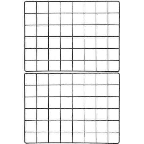 Lot de 2 panneaux muraux en métal à grille, cadres photo, décoration murale pour la maison-Black (1/3)