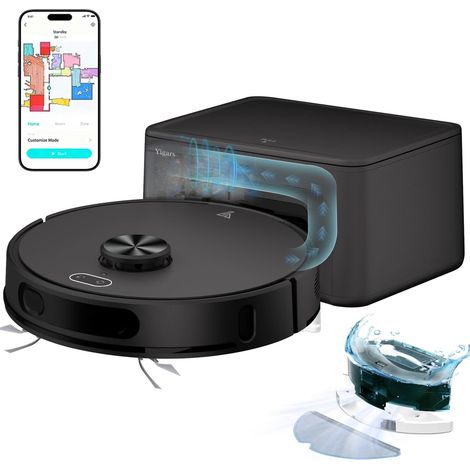 Robot Aspirateur Laveur avec Station jusqu'à 8000Pa Autonomie 220min  70 Jours Vidage Automatique, Navigation LiDAR (1/5)