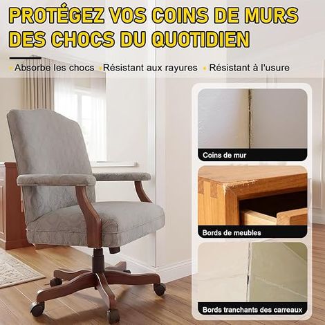 Moulures de protection des bords autocollantes, blanches, flexibles, 6,1 m x 2 cm, plinthe souple pour portes, fenêtres, murs, cuisine, carrelage, utilisée pour la protection des (1/3)