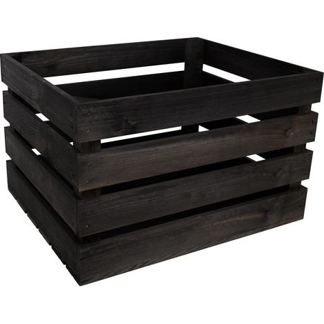 Cassa Portaoggetti in Legno di Pino Nero 50 x 40 x 30 cm