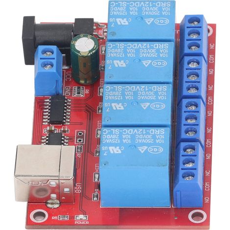 4-Kanal-Relaismodul, USB-Anschluss, kostenlose DC-Relaisplatine, Computersteuerung (SPS), 3 Betriebsmodi, 12 V (1/5)