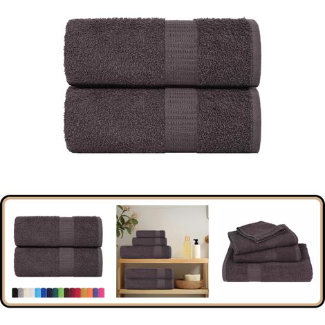 vidaXL Serviettes d'invité 2 pcs anthracite 30x50cm 360g/m² 100% coton (1/5)