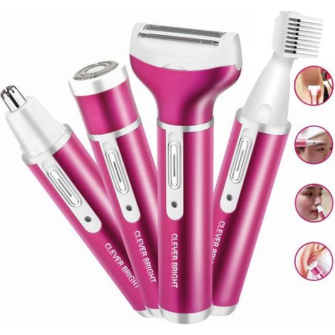 Rasoir électrique pour femmes, 4 en 1, pour l'épilation des jambes, du maillot, du visage, du nez, des oreilles, des sourcils et du corps. Sans fil, rechargeable par USB, pour une épilation indolore. (1/5)