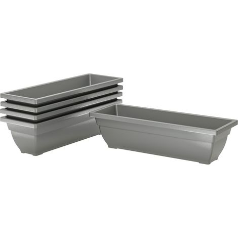 Set da 5 fioriere in plastica grigia 59 x 21 x 16 cm impilabili (1/5)