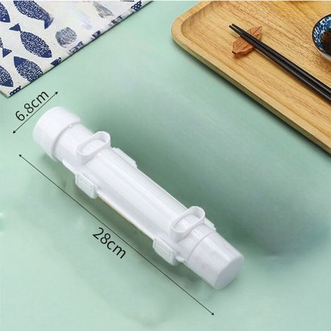 1 Stück Sushi Maker Küchenhelfer Reisballform Bazooka Ideales Werkzeugset für Anfänger und Fortgeschrittene Weiß Set Roller zum Selbe (1/4)
