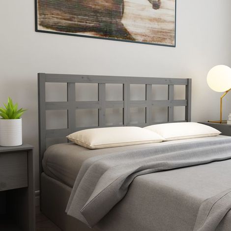 Cabecero de cama madera maciza de pino gris 156x4x100 cm vidaXL (1/5)