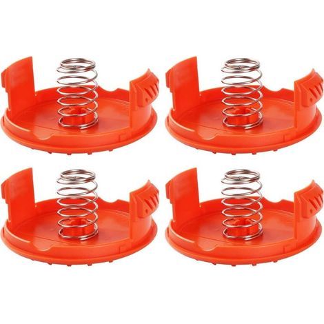 Lot de 4 capuchons de bobine + 4 pièces de rechange pour ressorts compatibles avec les coupe-bordures BLACK+DECKER RC-100-P (1/5)