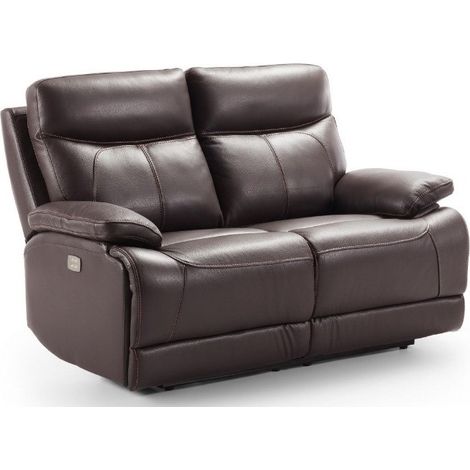 Les Tendances – Canapé droit 2 places fixe cuir marron foncé – Dimensions L 154 x H 99 x P 97 cm – Structure en bois massif avec équerres renforcées (1/5)