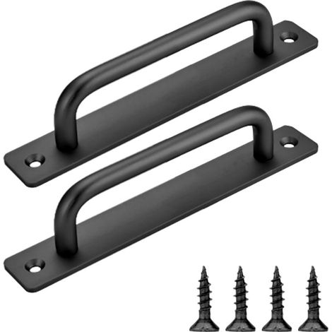 2 Pièces Poignée de Porte Coulissante, Poignées de Traction de Porte de Placard en Alliage d'aluminium Poignées de Cuisine Modernes de Grange pour Armoire Hangar Tiroir 150mm Noir (1/5)