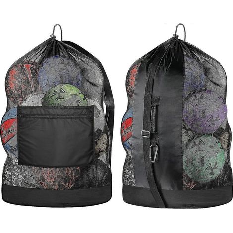 Sac à ballons extra large, sac à ballons de football en filet, bandoulière réglable et portable, convient aux entraîneurs, aux adultes et aux enfants. (1/5)