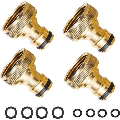 3/4 Pouce connecteur Rapide en Laiton Filetage Femelle, connecteur Rapide de Tuyau de Jardin connecteurs de Robinet pour Les pièces de Tuyau de Jardin à la Maison connecteurs (4 Pack) (1/5)