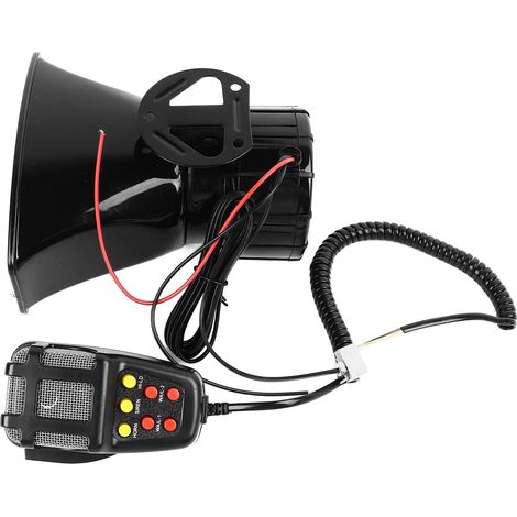 Haut-parleur Mégaphone de Voiture, 7 Sons, Sirène, Klaxon, Amplificateur Sonore d'urgence, Haut-parleur 12V (1/4)