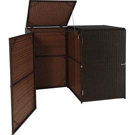 [NUNCA USADO] Cubo de basura 2 cubos HHG-257, cubo de basura cubo de basura, poly rattan 2x120l, marrón