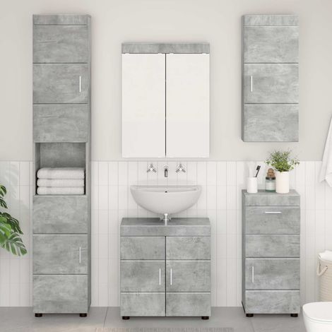 vidaXL Armoire murale de salle de bain TULUM Gris béton (1/5)
