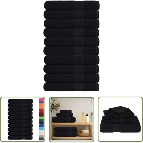 vidaXL Saunatücher 10 Stk. Schwarz 80x200 cm 360 g/m² 100% Baumwolle (1/5)