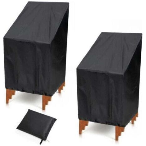 Garden chair cover, set of 2 for 6 stackable chairs, XU outdoor chair cover, waterproof and UV resistant, 210D Oxford fabric, 134 x 66 x 89 cm, Black (1/4)