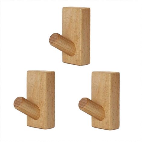 Crochets muraux simples en bois massif pour vêtements et salle de bain A (1/5)