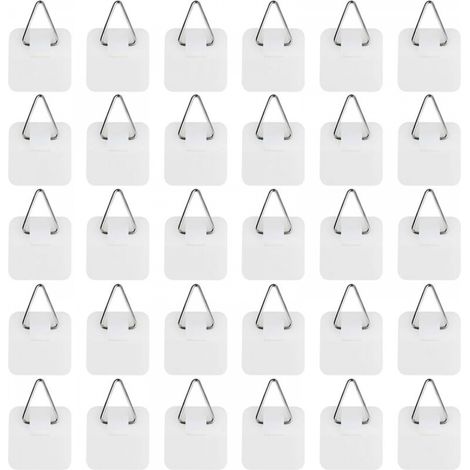 Lot de 30 Crochet Autocollant pour Tableau, Crochets Muraux Adhésifs pour Cadres Photos, Installation Facile sans Outils (2,5cm) (1/5)