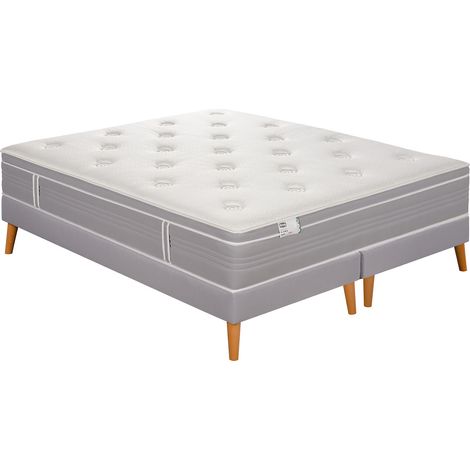 Ens L'ELEGANT 200x200 matelas H30 ressort ensachés, ferme, 2 sommiers (1/5)