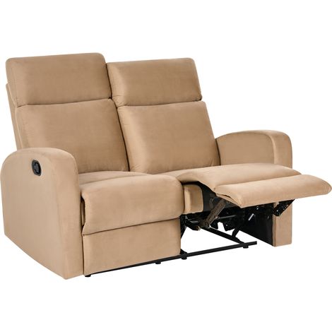 Sofá reclinable manual moderno de terciopelo 2 plazas marrón claro Verdal (1/5)