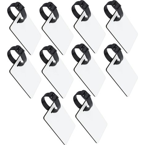 Lot de 10 étiquettes à bagages par sublimation, en MDF blanc, imprimables recto verso, vierges et attrayantes, pour la personnalisation de vos valises de voyage. (1/5)
