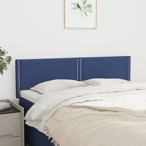 2 pcs Têtes de lit pour lit double, Tableau décoratif de chevet Bleu 72x5x78/88 cm Tissu CDE97981 (1/5)