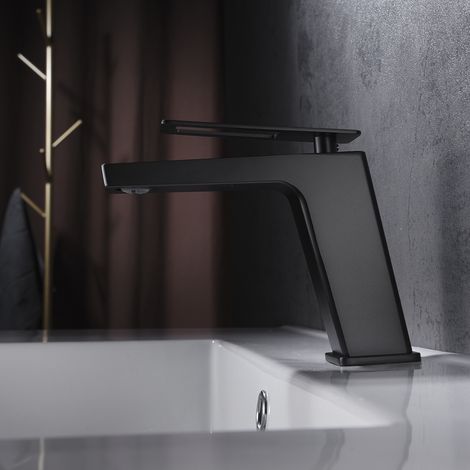 Imex -  Grifo Monomando Lavabo Caño Bajo Negro Serie  Suecia (1/2)