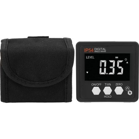 Gauge angle digital LCD rapporteur inclinometer box horizontalement 4x90° IP54 white on black (1/5)
