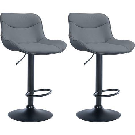 Juego de 2 taburetes de bar Vonore en polipiel Gris Negro