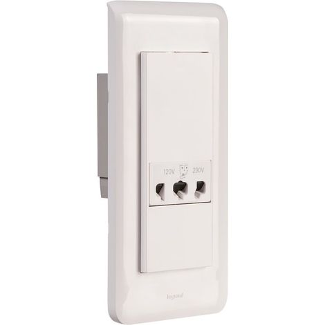 Legrand – Prise de courant pour rasoir 5 modules – IP24 IK04 – Bornes automatiques – Installation en boîte d'encastrement 50mm – Blanc brillant
