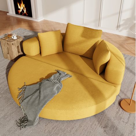 Sofá cama plegable 173x176 cm amarillo en espuma con cojines y diseño 2 en 1 (1/5)