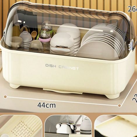 Égouttoir à vaisselle de cuisine, étagère de placard, ménager, avec couvercle, bol et baguettes, boîte de rangement, grand égouttoir à vaisselle anti-poussière (1/4)
