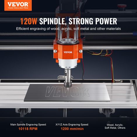 Machine Gravure CNC, 120 W, Kit Routeur à Bois 3 Axes GRBL Contrôle Hors Ligne Zone de Travail 300x200x72 mm, Outil de Fraisage All… (1/5)