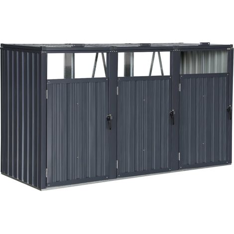 Grey galvanised steel bin shed, Escaut, Grey, 219x82x124 cm