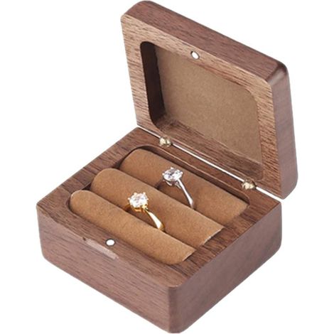 Eheringkissen, Aufbewahrungsbox aus Massivholz für Eheringe, handgefertigte Schmuckschatulle, Eheringbox, 7 x 6,5 x 4 cm (1/5)