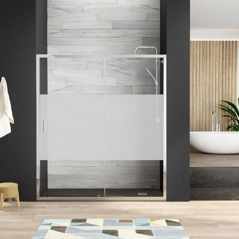 Paroi de douche fixe + porte coulissante ZURICH 163 cm