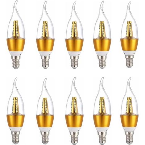 Lot de 10 ampoules LED E14 7W à économie d'énergie, spot, lustre, lampe d'hôtel, décoration intérieure, lampe de table de cuisine, blanc chaud