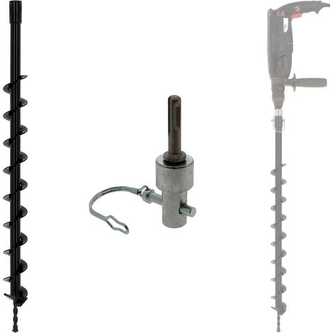 Gt Market – Mèche pour tarière Ø 60 mm – Longueur 80 cm – Adaptateur SDS-plus pour perceuses et perforateurs – Acier robuste pour terre