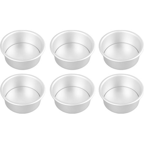 Runde Kuchenform mit Antihaftbeschichtung und herausnehmbarem Boden, 6-teiliges Set, 10 cm (4 Zoll), ideal für Hochzeiten und Geburtstage. (1/5)