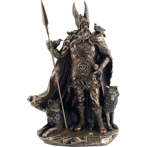 Statuette en polyrésine Odin et ses loups Geri et Freki (1/5)