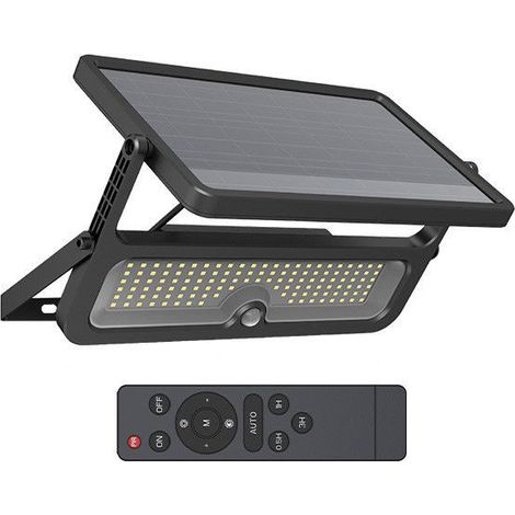 Projecteur Exterieur LED Solaire Noir 8W 3000K IP65 Détecteur IR Télécommande Miidex Lighting® (1/5)