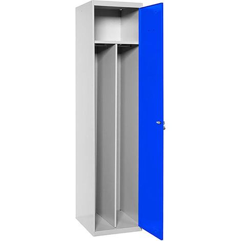 SimonRack Armadietto Spogliatoio Metallico 1 Anta, 1800x400x500 mm, 2 Scomparti, Serratura con Chiave e Areatori, Grigio/Blu - Simonlocker