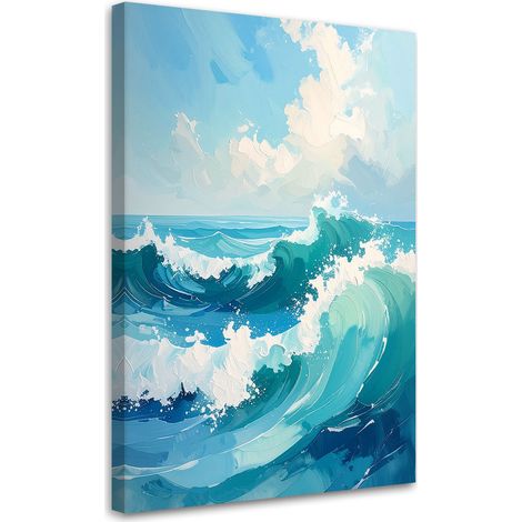 Tableau déco Mer et vagues Paysage pastel moderne bleu 40x60 (1/4)
