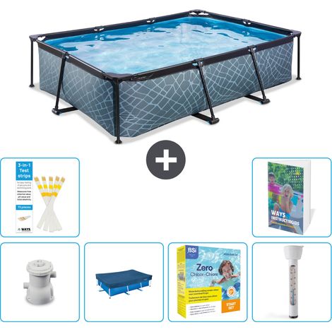 Exit-toys Piscina Exit Rectangular - Efecto piedra - 300x200x65 cm - 7-piezas  S192